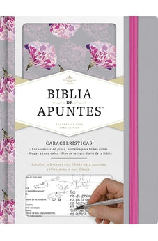 Biblia RVR 1960 de Apuntes Gris y Floreado Tela Impresa