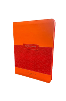 Image of Biblia RVR 1960 Letra Gigante Símil Piel Duotone Coral Naranja con Índice con Cierre