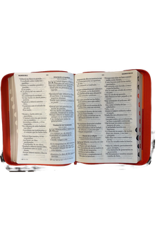 Image of Biblia RVR 1960 Letra Súper Gigante Símil Piel Duotone Coral Naranja con Índice con Cierre