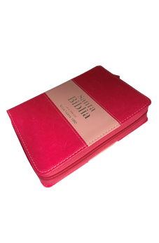 Image of Biblia RVR 1960 Letra Súper Gigante Piel Rosa Rosa con Cierre