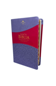 Image of Biblia RVR 1960 Letra Grande Tamaño Manual Símil Piel Duotone Lila Morado con Índice