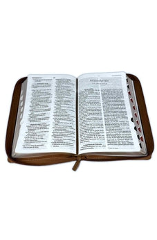 Biblia RVR 1960 Letra Grande Tamaño Manual Símil Piel Café Café Rectángulos con Índice con Cierre