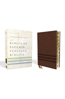 Biblia NVI de Estudio Teología Bíblica Piel Café con Índice Interior a Cuatro Colores