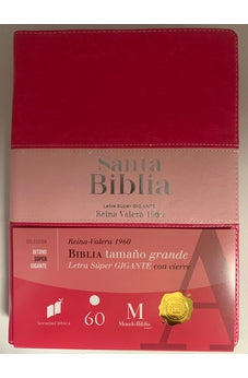 Image of Biblia RVR 1960 Letra Súper Gigante Piel Rosa Rosa con Cierre