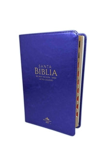 Image of Biblia RVR 1960 Letra Grande Tamaño Manual Símil Piel Lila con Índice